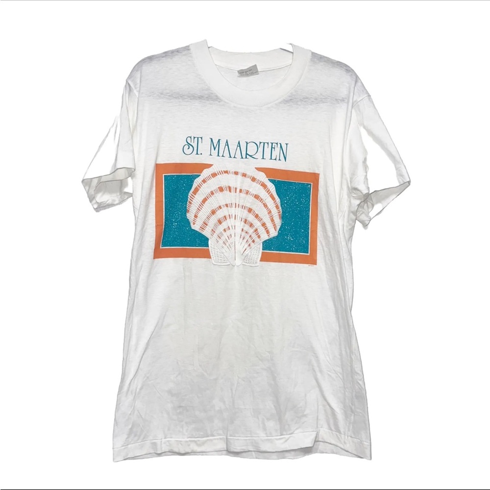 Vintage White Paradise Island St Maarten Shell Tee